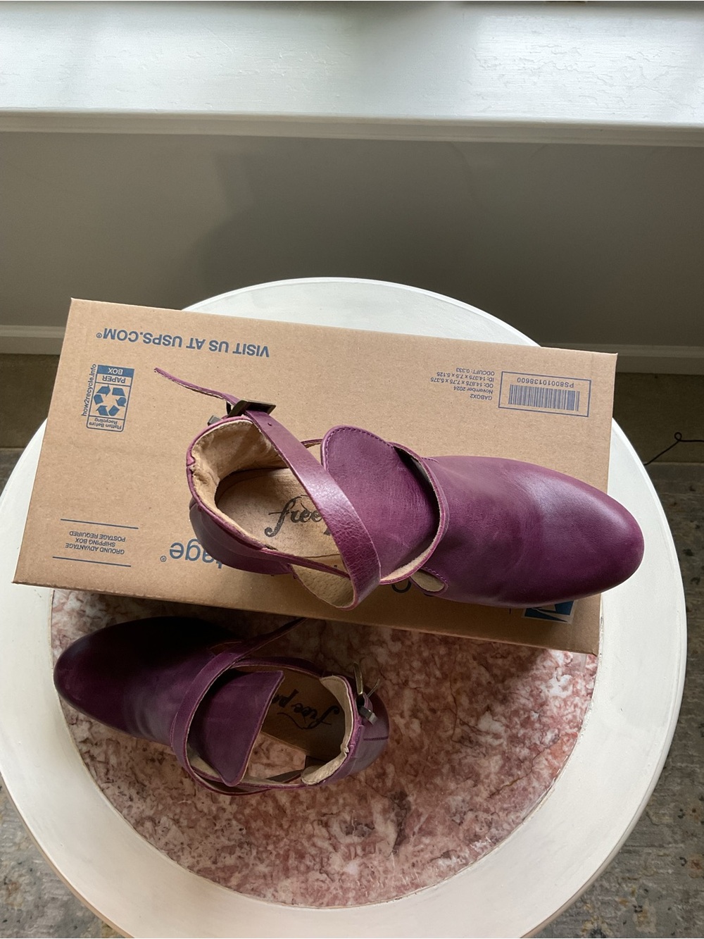 Free People Cedar Aubergine Leather Wood-Platform Clog Heels - Picture 6 of 7